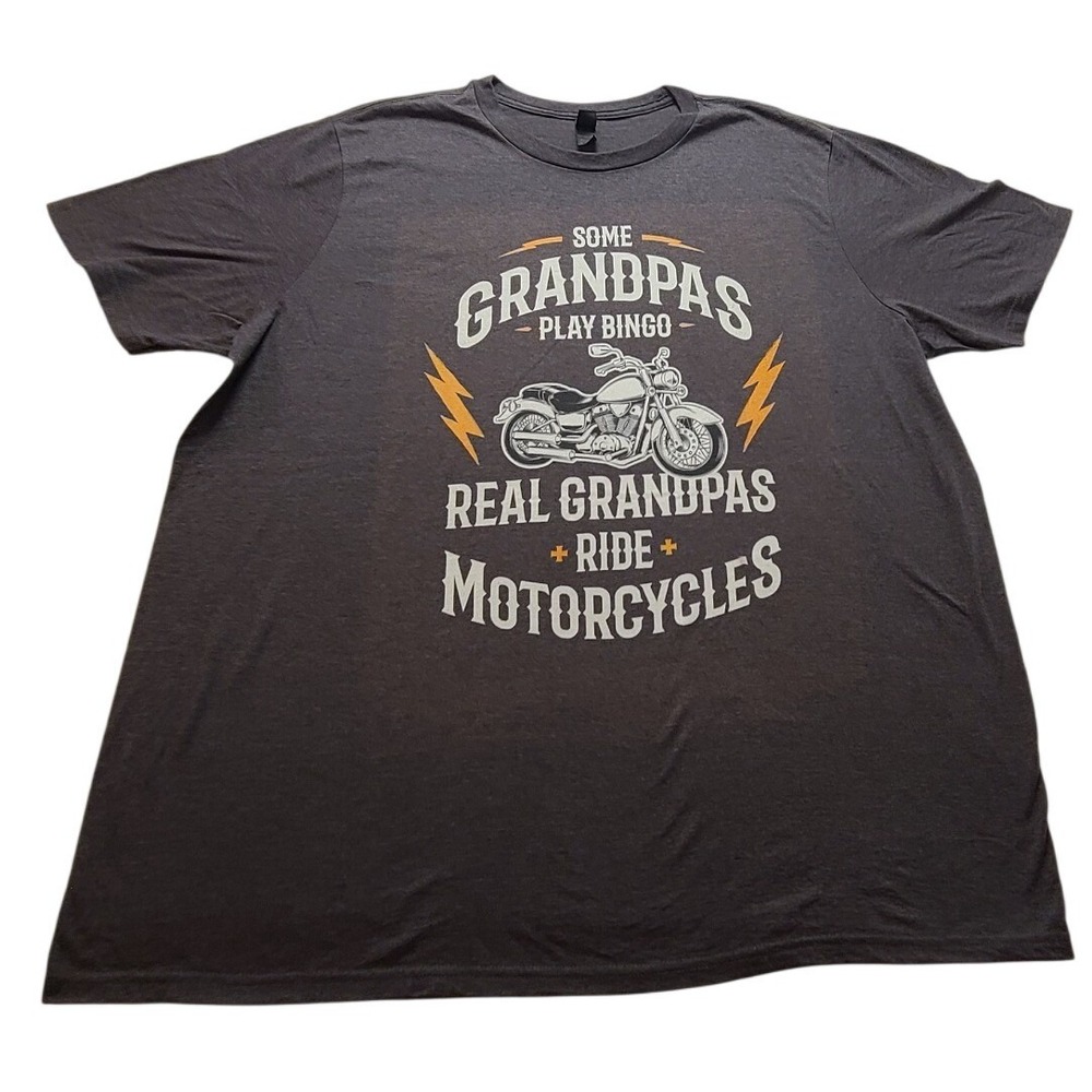 Gildan Softstyle Men's 2XL Charcoal Grey Real Grandpas Ride Motor Graphic Tee